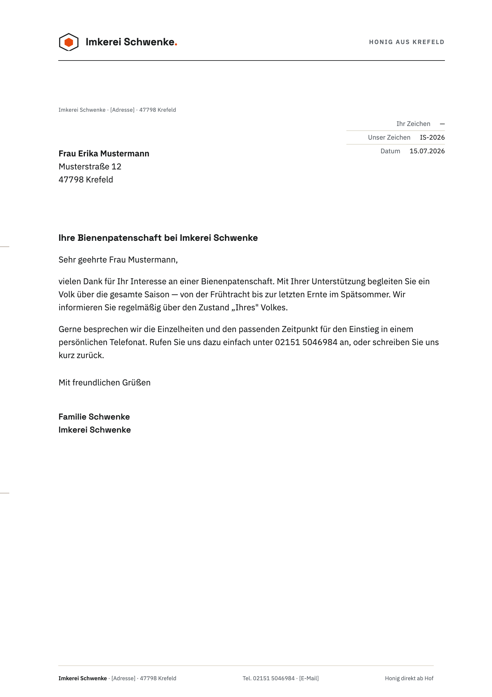 Briefbogen Konzept ① Wabenzeichen