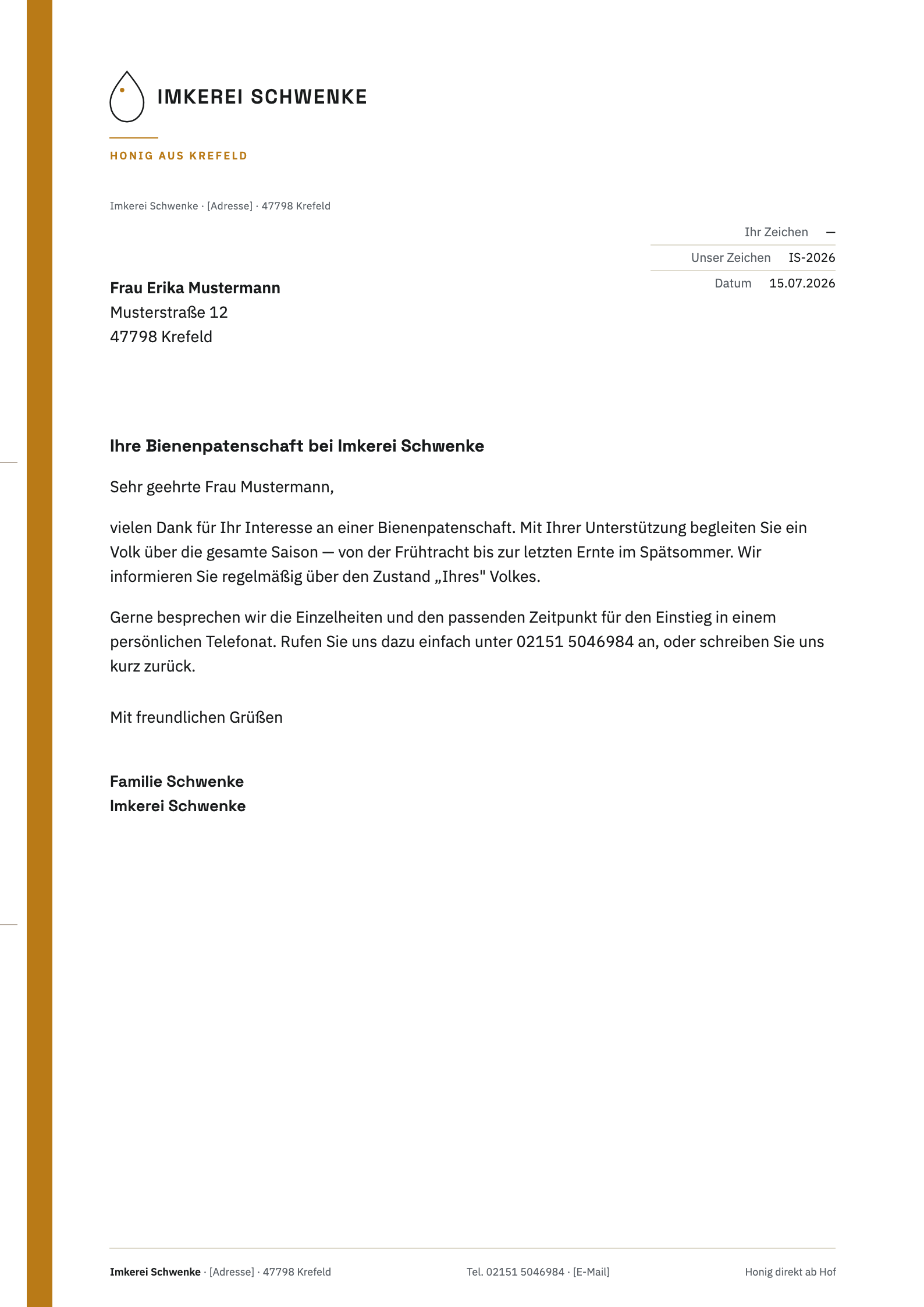 Briefbogen Konzept ③ Goldtropfen